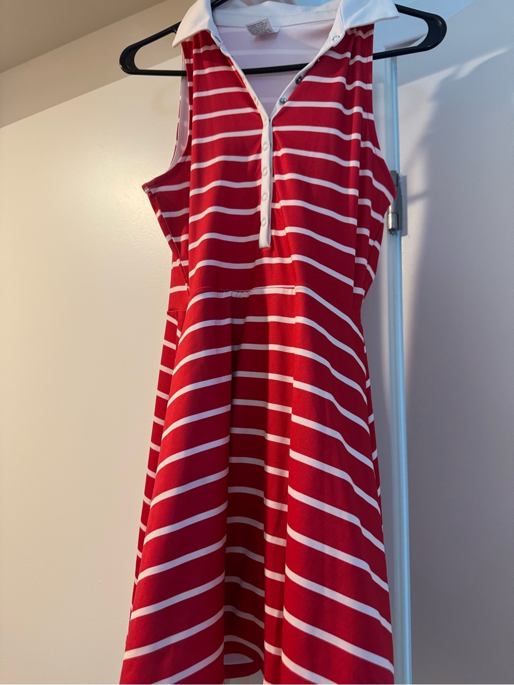 Women's Red & White Striped Snap-Front Athletic Dress -Target